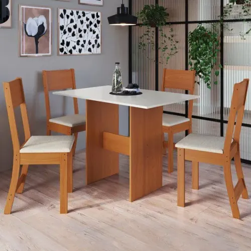 Mesa retangular com 4 cadeiras!