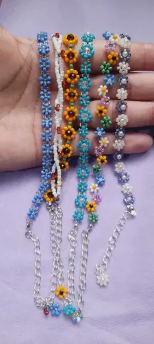 Pulseiras Artesanais delicadas Linda Femininas Flor/Margarida/Cereja