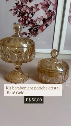 Kit bomboniere cristal vidro rose