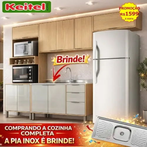 Cozinha Modulada Glória 4 Peças Castanho / Off White