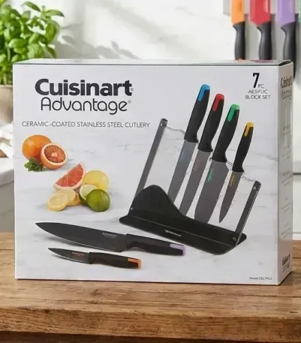 Conjunto Facas Cuisinart C55-7pce Revestimento Cerâmico Cepo Black