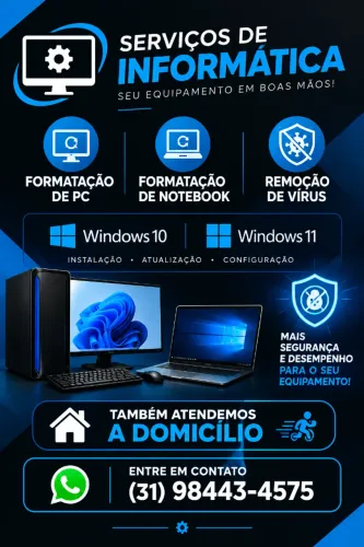 Formatação de PC e Notebook | Remoção de Vírus | Windows 10 e 11 | Atendimento em Domicíli
