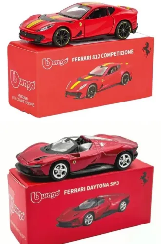 Miniatura Ferrari 812 Competizione e Daytona SP3 Bburago 1:64 tamanho Hotwheels