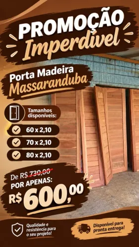 PROMOÇÃO IMPERDIVEL: PORTA MADEIRA MASSARANDUBA
