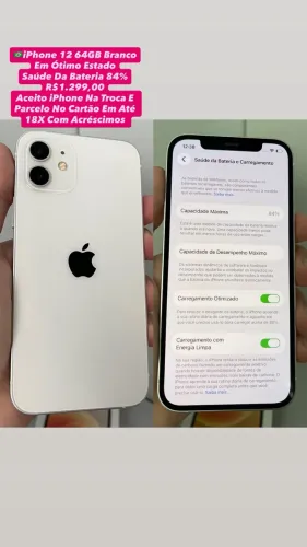 iPhone 12 64GB Branco | Saúde Da Bateria 84% Usado