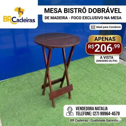 mesa bistro de madeira dobravel avulsa