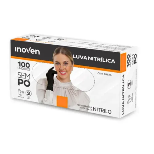 Luva NItrilo Preta cx/100