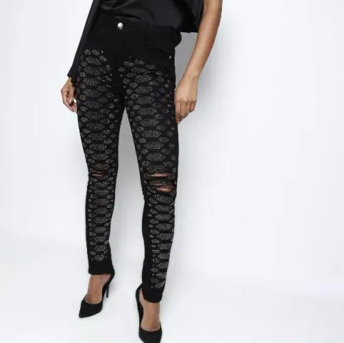 Calça Skinny Destroyed com termocolantes - Charry