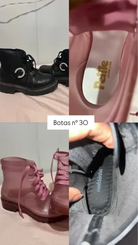 Bota Infantil Menina Preta Molekinha e Rosa Petite Jolie - Nº 30 - Semi Nova