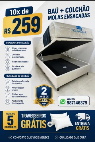 Colchão Queen molas ensacadas completo 