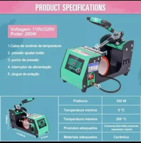 Prensa Térmica Sublimadora Mercolour caneca