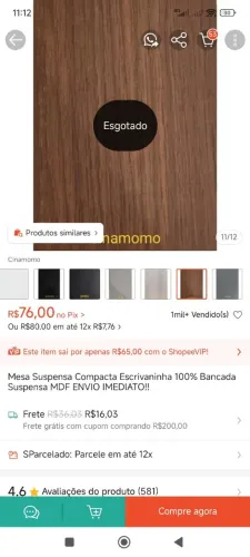 Mesa compacta de parede mdf