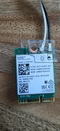Kit Placa Wi-Fi 7 Intel BE200 M.2 + Adaptador PCIe Antena Externa Dell