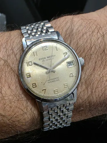 Raro relógio suíço Emda Watch 31mm calibre AS1103 todo aço inox vintage original anos 60