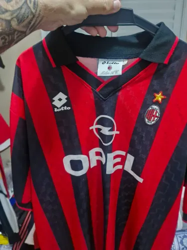 Camisa Milan 1995/96 Lotto Opel original de época, tamanho XXL.