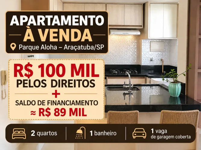 Apartamento 2 Quartos Parque Aloha - Direitos R$ 100 mil + Financiamento