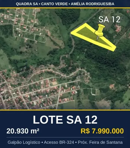 Terreno 20.930 m² p/ Galpão Logístico BR-324, próx. Feira de Santana