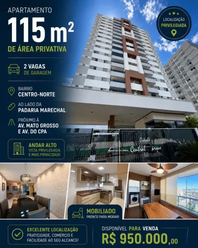 Apartamento á venda na região central de Cuiabá.