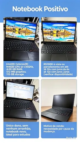 NOTEBOOK POSITIVO R$ 900 a vista !!!