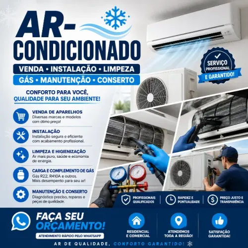 ? AR-CONDICIONADO + INSTALAÇÃO E MANUTENÇÃO | LIMPEZA ? GÁS ? CONSERTO
