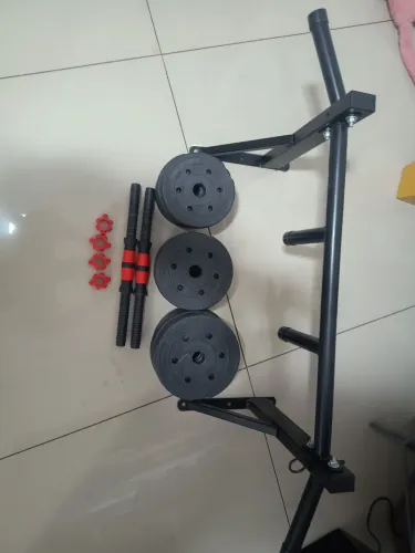KIT HALTERES COM 19KG DE PESO E BARRA DE PAREDE