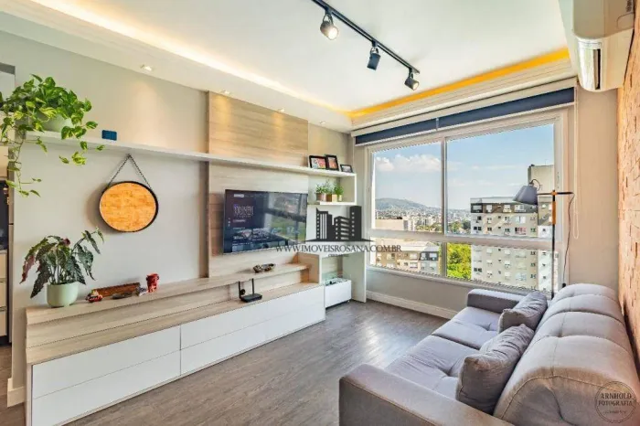 Lindo apartamento de 2 dormitórios mobiliado com churrasqueira; 01 box duplo no bairro Jar