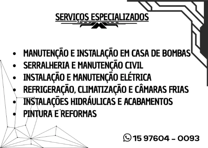 Serviços. Manutenção e instalação GERAL