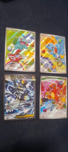 4 cartas pokémon tcg originais full art em perfeito estado