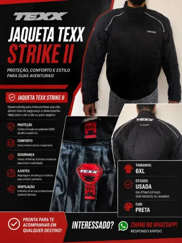 Jaqueta Texx Strike II - Tamanho 6XL | Excelente Estado