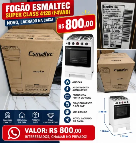 Fogão elétrico Esmaltec 4 bocas Super Glass