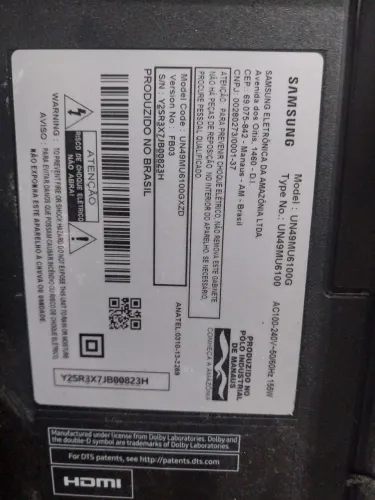 TV Samsung UN49MU6100G com defeito