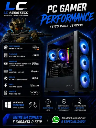 PC Gamer Ryzen 5 5600GT | 16GB RGB | NVMe 1TB | Fortnite + Valorant + Delta Force