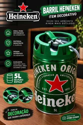 Barril Heineken 5L Vazio - Item Decorativo / Decoração