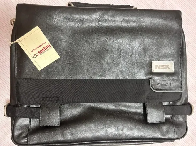 Bolsa Executiva Porta Notebook Couro Genuíno Marca Sestini  - Preto - Nova