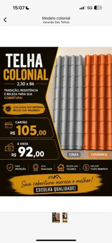 Telha Pvc colonial cerâmica e cinza 2, 30x86