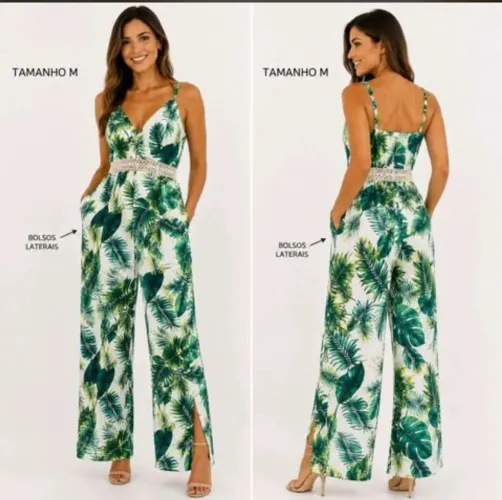 Macacão feminino tropical m novo