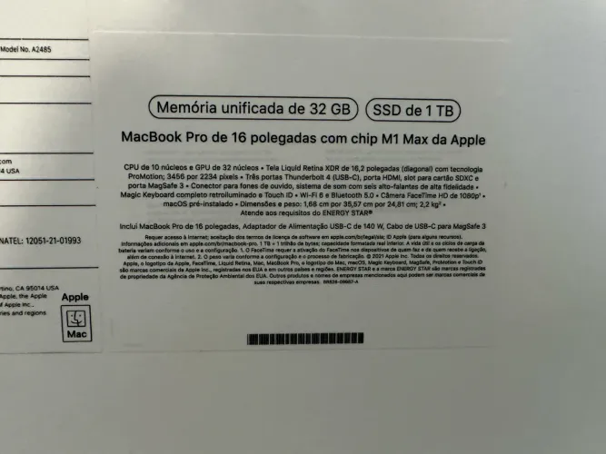 MacBook M1 Max, 32Gb RAM, 32GbGPU, 1Tb SSD