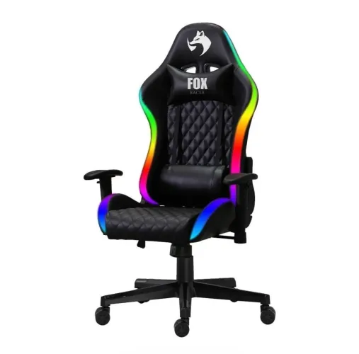 Cadeira Gamer Fox Racer, RGB e Iluminação LED, até 130kgs, Reclinável - Preta