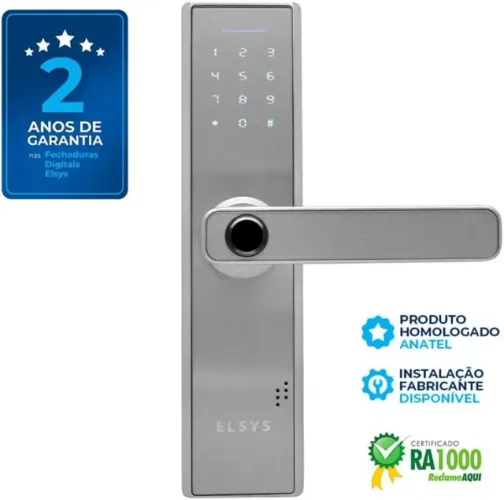 (LACRADA)Fechadura Digital de Embutir com Biometria, Elsys, ESF-DE2000B, Prata