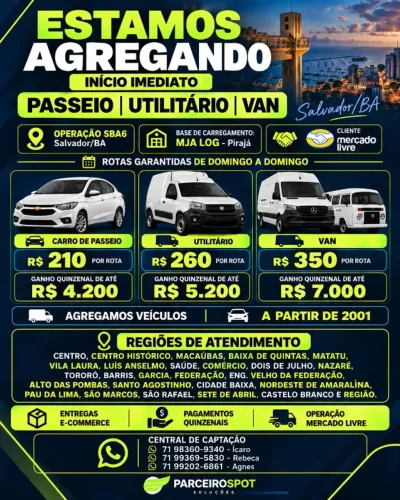 Agrega-se motoristas com veiculo proprio 