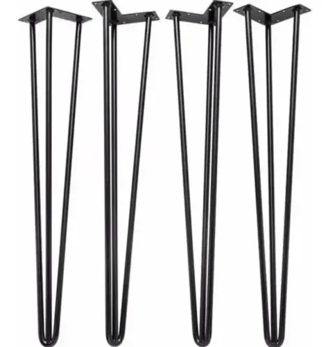 4 Pé Hairpin Leg Triplo Industrial Mesa Preto 75cm Reforçado