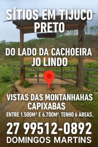 Sítios à Venda em Tijuco Preto-Domingos Martins/ES, entre 1.500m2 e 6.700m2, parcelo troco