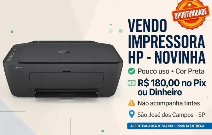 Vende se uma impressora da HP novinha , usadas poucas vezes , só colocar tintas e usar