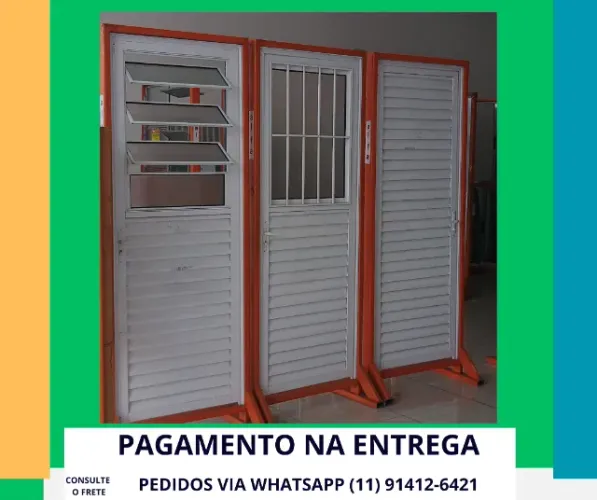 Porta de Aluminio L25 branco - 210x70 - pagamento na entrega