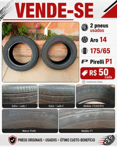 2 pneus Pirelli usados aro 14 175/65