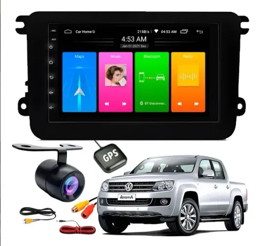 Central Multimídia Android 7 Pol. Carplay/A. Auto Amarok s/ controle de volante 10/18