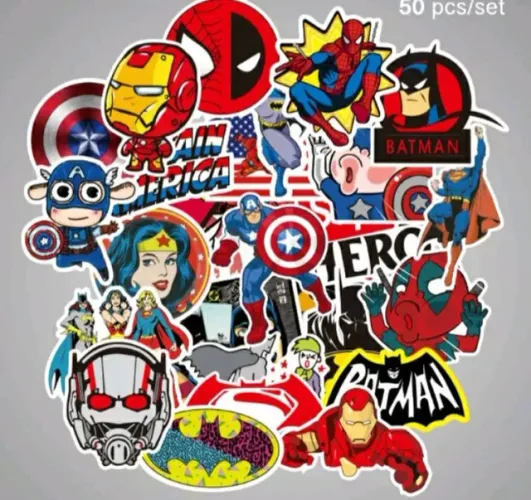 KIT 7 ADESIVOS MARVEL E DC POR 10 REAIS