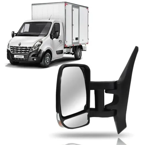 retrovisor elétrico braço longo lado esquerdo renault master 2014 a 2021