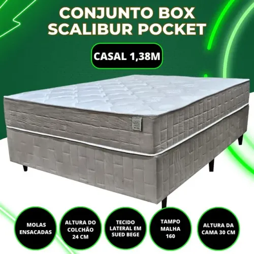 Box de casal de 138x 24 scalibur Pocket novo valor 950,00 