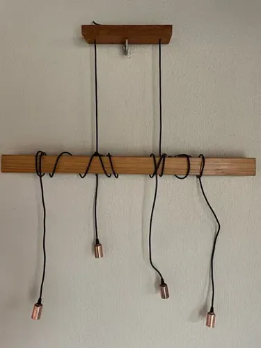 Lustre luminária rústica pendente com lâmpadas decorativas